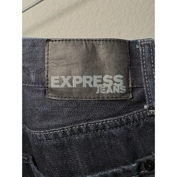 Express Rocco Mens Jeans 32x30 Dark Wash Slim Fit Boot Cut - Picture 3 of 8